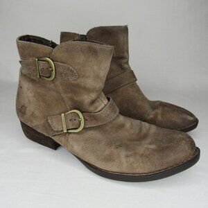 Born Brown Distressed Leather Western Style Ankle Boots Booties Women's 10